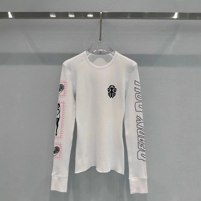 White Long Sleeve Graphic T-Shirt Casual Top